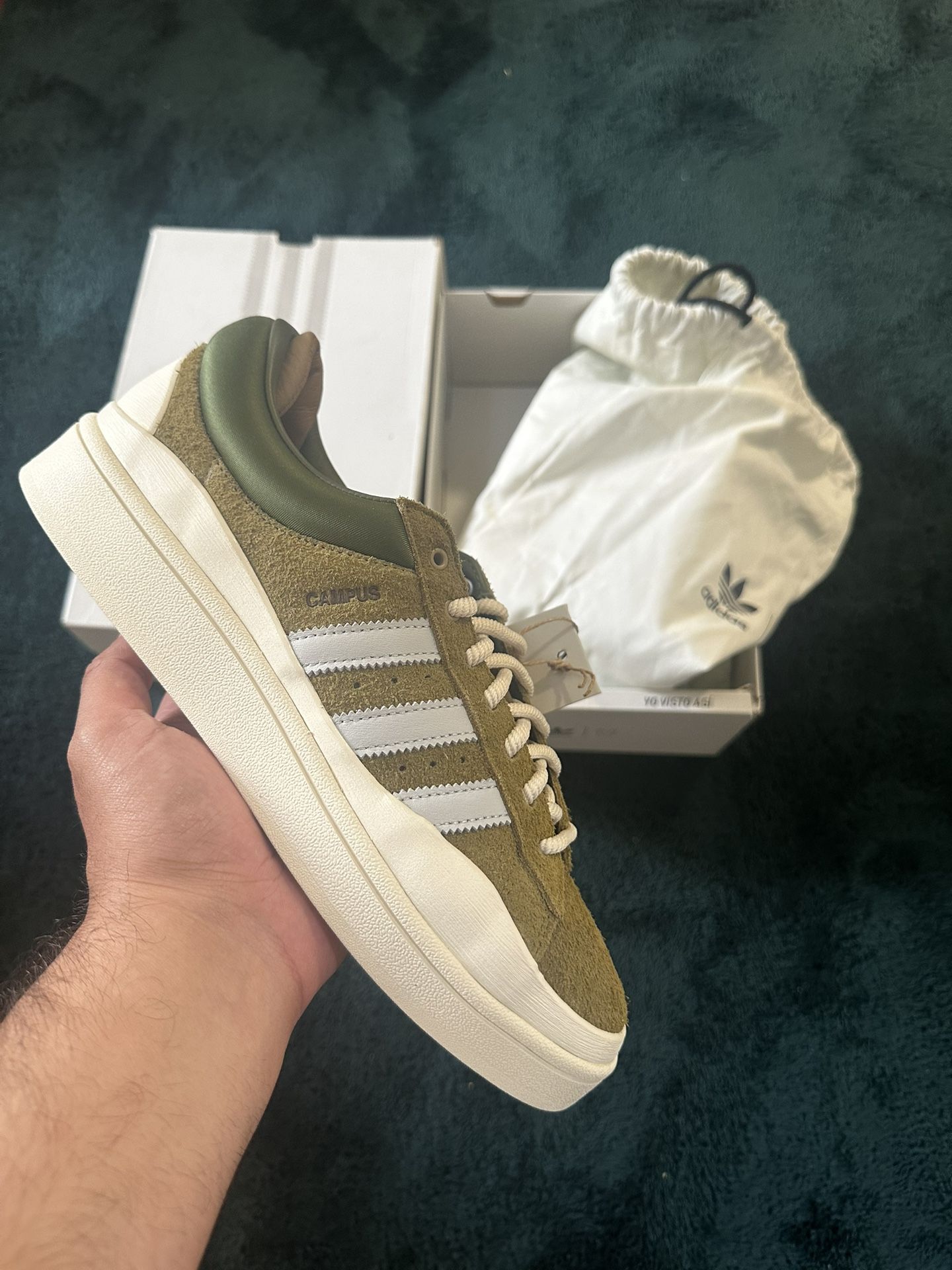 adidas gazelle silver green womens adidas Campus Light Bad Bunny Wild Moss – YankeeKicks Online main image 0