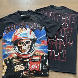 dark washed skeleton graphic godspeed t-shirt