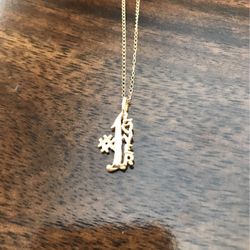 14K Gold -   #1Lover Charm And 18 Inch  chain