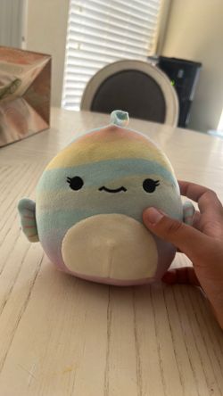 Pastel rainbow fish squishmellow 5 inches tall 4 inches wide