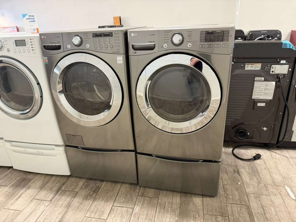 LG stainless steel front load washer dryer set electric with warranty