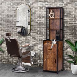 RESHABLE Vintage Salon Station Beauty Spa Storage Cabinet,Home Barber Equipment