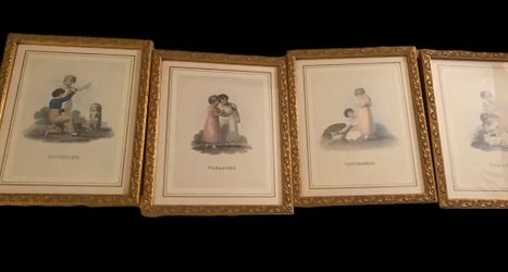 Henry Corbould "Tenderness, Sorrow, Pleasure and Discipline". Four (4) prints.