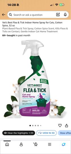 Vet's Best Flea & Tick Cat and Home Spray 32 oz