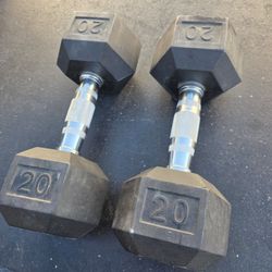 20lb rubber hex dumbbells set
