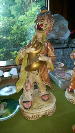 Large Capo Di Monte Clown Figurines