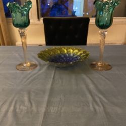 Candle Holders And Dish 