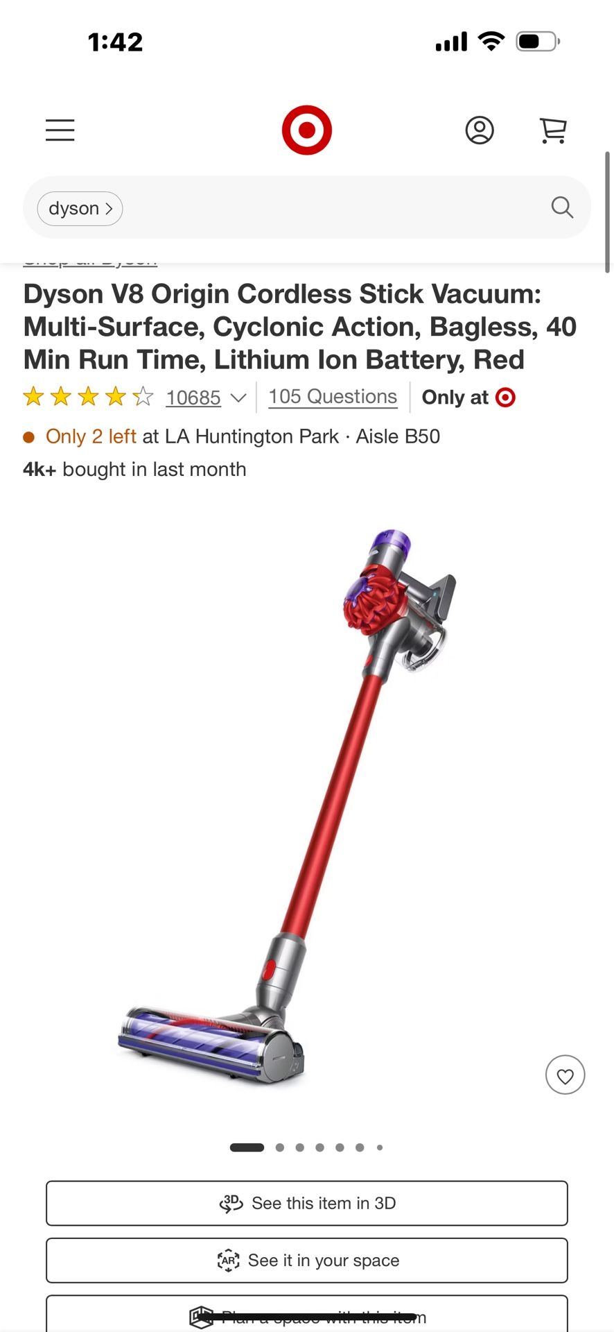 Dyson Vaccum V8 Origin Plus Purple