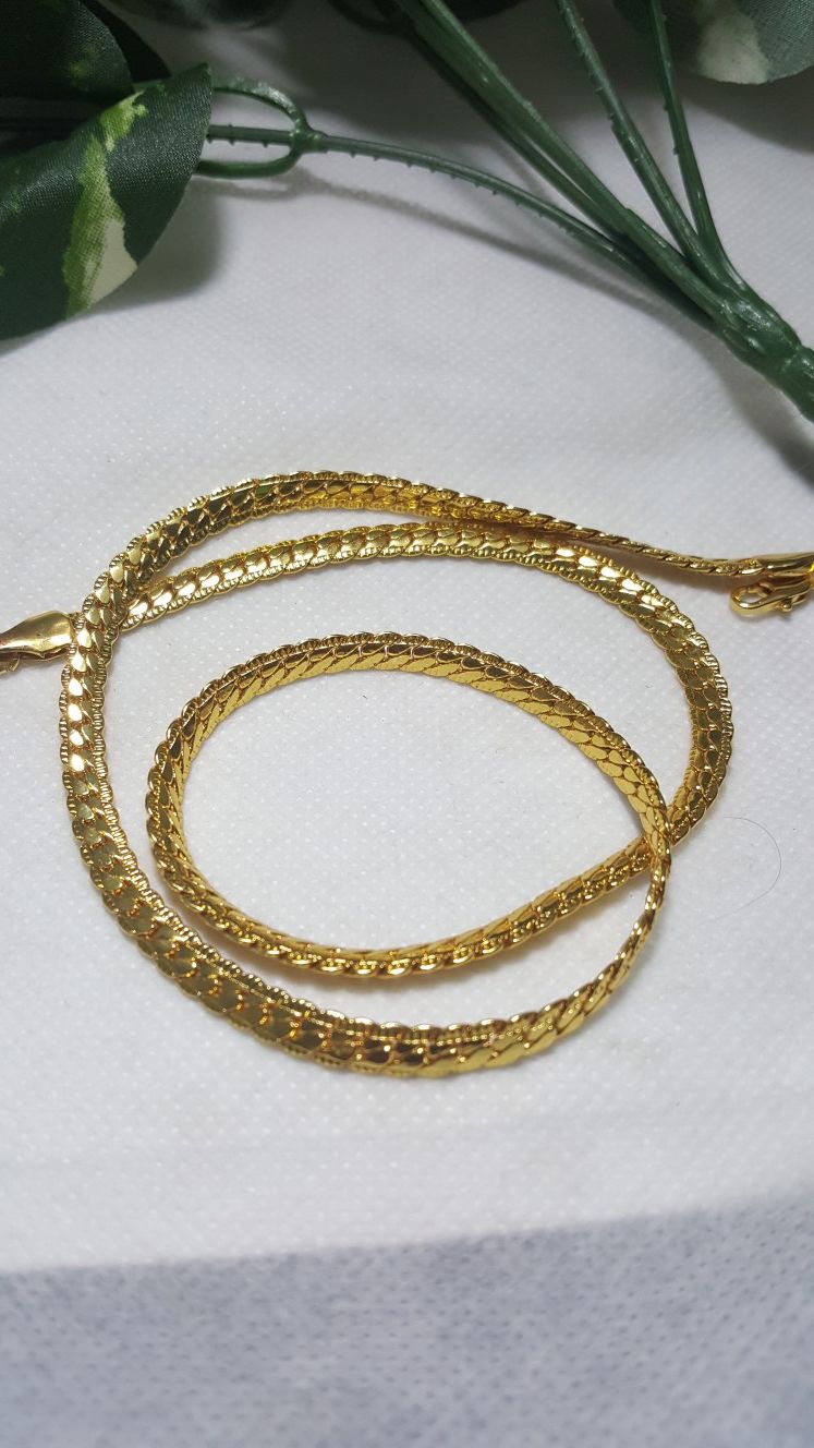 Fashion 18K Gold Plated Flat Cuban Chain 5mm Women Men Jewelry 20" in long Chain *Shipping Only* - CHN