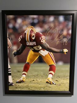 Washington Redskins Brian Orakpo autographed framed canvas print.