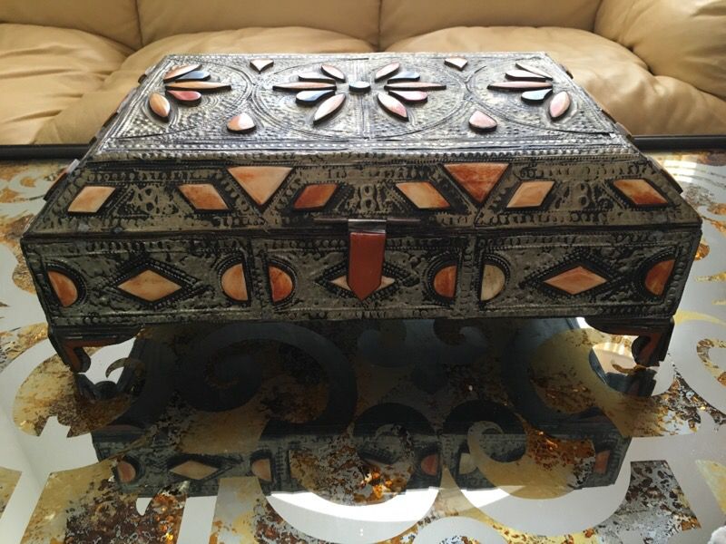 Antique Moroccan intricate jewelry box