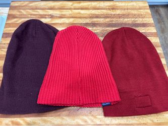 Set of 3 Knit Beanies - Red, Maroon, Burgundy all 3 for $5