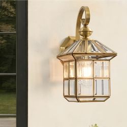 Copper Porch Lights Oil Rubbed Brass Outdoor Wall Lights 13.4in Exterior Lantern Light Fixture Waterproof Outside Wall Mount Sconce Lamp for Patio Gar