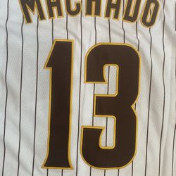 White Pinstripe San Diego Padres Manny Machado Stitched Jersey