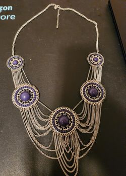 Long necklace with blue gems ,unused