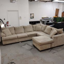 Beige Tan Sectional Couch With Chaise 