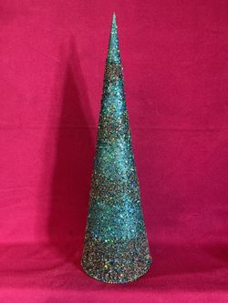 Christmas Tall Sequin Pencil Tree Multi Color Tones Table Top Decor 18'' Tall Cone