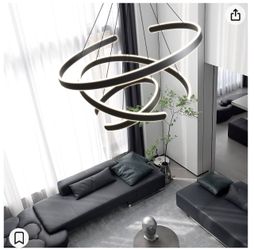 SUSUDZ Modern Chandelier Modern LED Chandelier high Ceiling Chandelier, 3 Rings Chandelier Adjustable Chandelier Apply to High Ceiling Living Room Bed