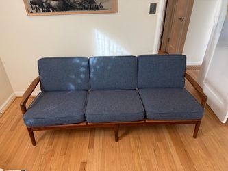 Vintage Mid-Century Modern 3 Seat Sofa - Wood Frame
