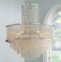 Pioggia Chrome 23 1/2" Wide Crystal Chandelier by Inspire Me Home