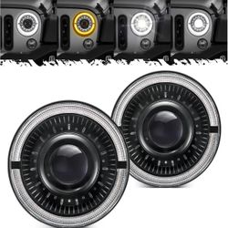 Partsam 7 inch Round LED Headlights-DOT Approved Replacement for Wrangler/JK/TJ/CJ