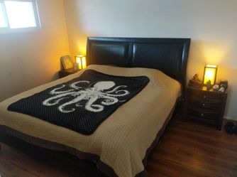 King Bed Frame, Box Springs, & Two Matching Nightstands