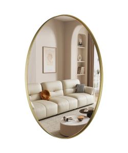 Bathroom Mirror Oval Gold (24 in W x 36 in H)