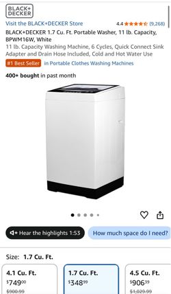 BLACK+DECKER 1.7 Cu. Ft. Portable Washer