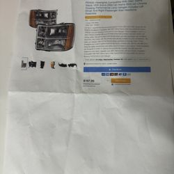 Headlights  Compatible With GMC Sierra 1500 ,2500,3500HD   Year 2007 -214 Left And Right 