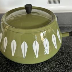 MCM Cathrineholm Avocado Green Lotus Enamel Fondue Pot & Lid