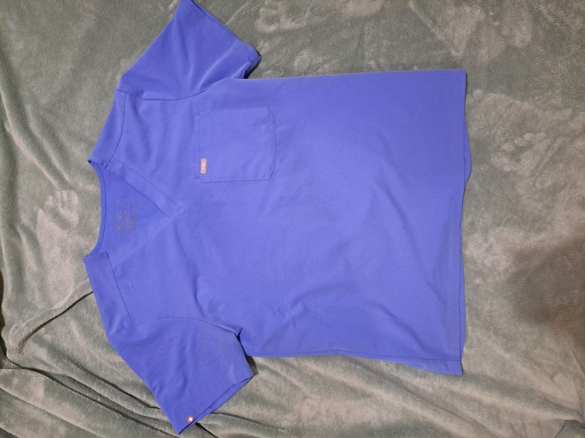 Figs Men's Large Ceil Blue Scrub Top (Color Code #2437)