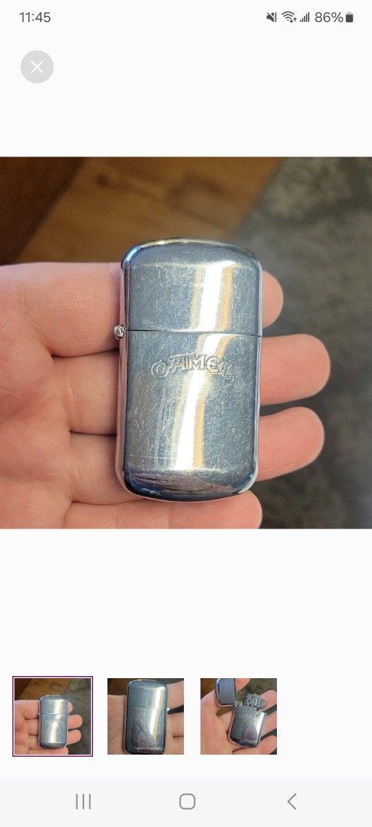 Vintage 1980s Chrome Camel Zippo Style Flip Lighter