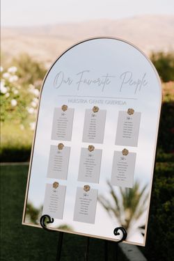 24x36 Gold Arched Mirror Wedding seating chart