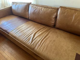 FREE Brown Leather Couch — Patched / As-Is