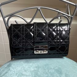 Patent Dior Black Purse With Chain