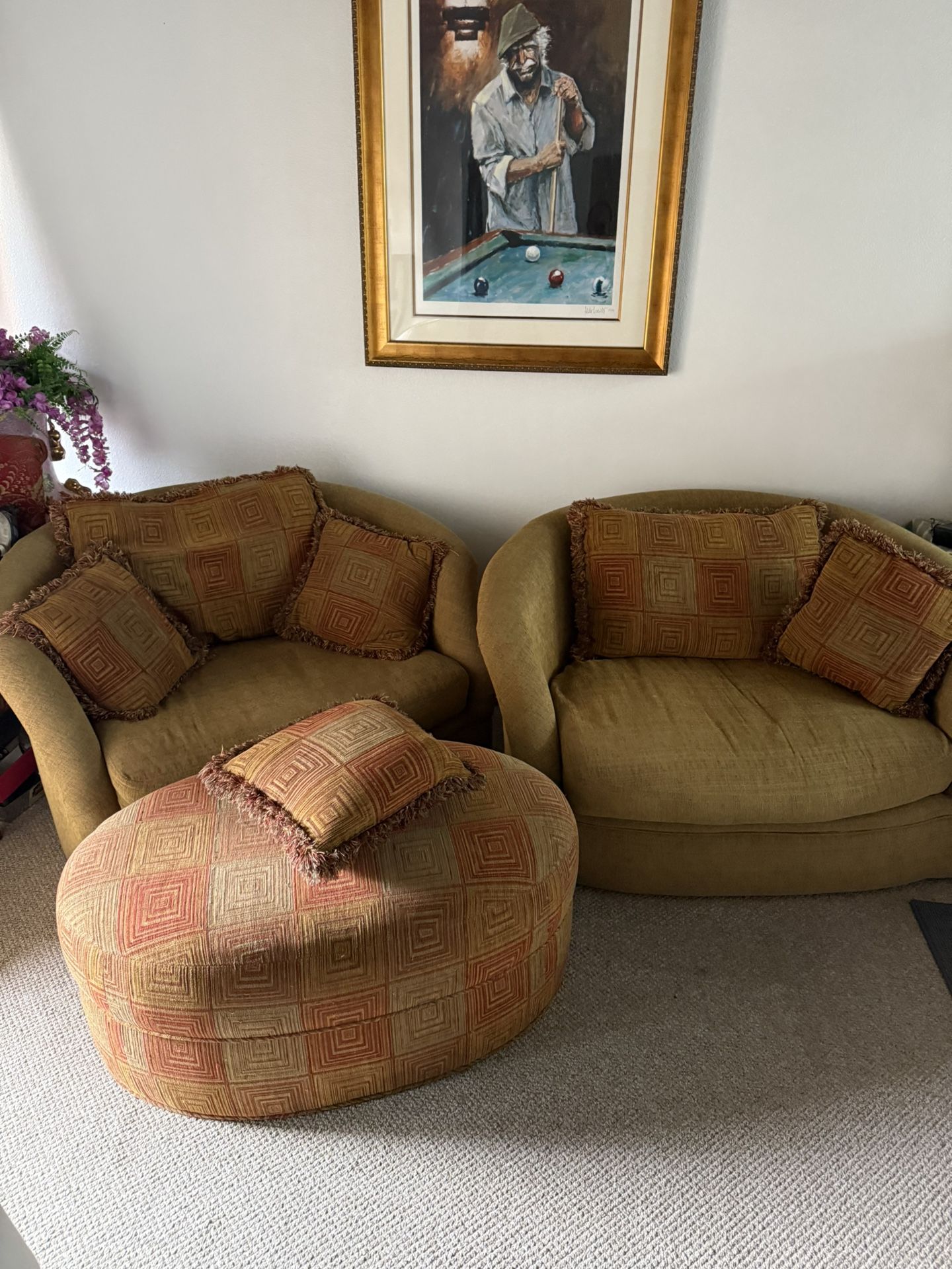 Vintage High Quality Sofa Chairs With Ottoman 