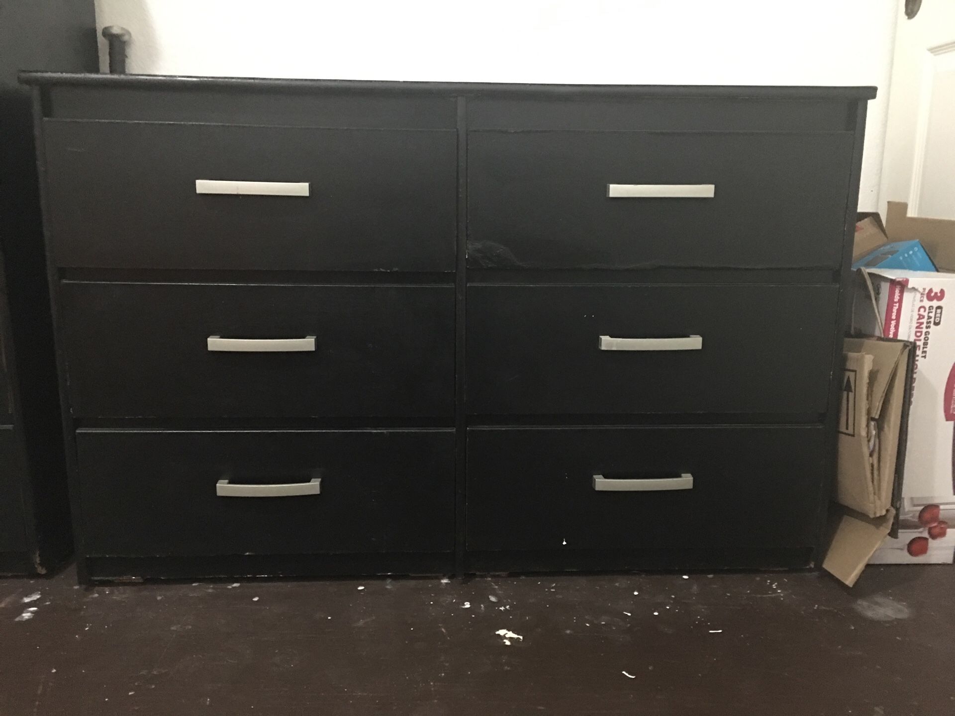 Five drawer tall dresser with six drawer long dresser