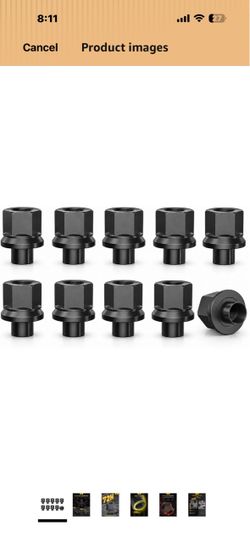 MIKKUPPA M22x1.5 Flanged Wheel Lug Nuts, Black 10PCS 33mm Hex Two-Piece 19mm Sleeve Heavy Duty Truck Hex Wheel Nuts Fit Steel Dual Wheels with Hub Pil
