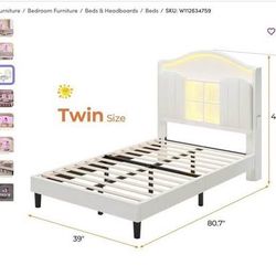 Twin Bed With Upholstered Storage Headboard