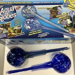 Hand Blown Glass Aqua Globes (includes 2)