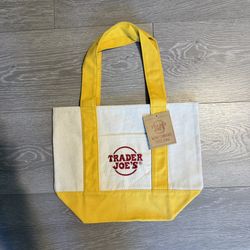 Trader Joe’s Yellow Mini Canvas Tote Bag New 