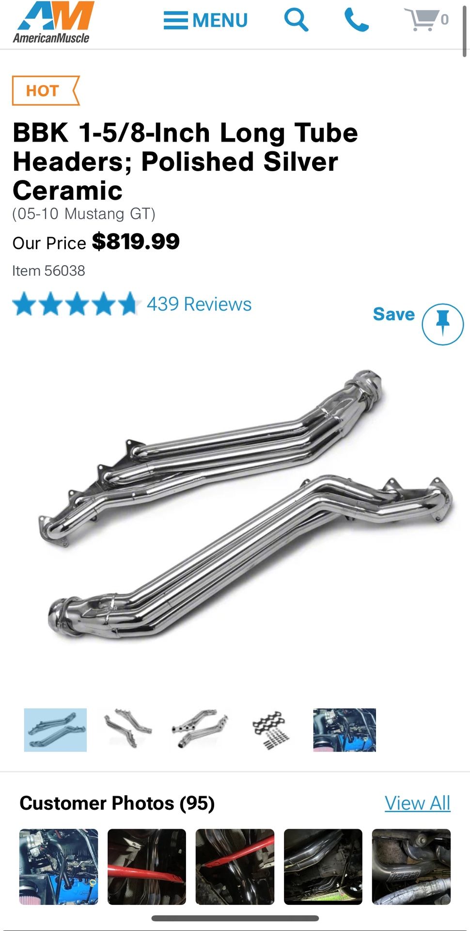 BBK Long Tube Headers For 05-10 Mustang GT
