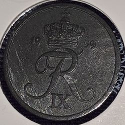 1959 Denmark 2 Ore Zinc Coin