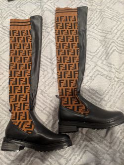 Brown & Black 'Forever Fendi' Tall Boots Size 7
