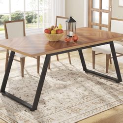 YS0141 Rectangle Dining Table, 63" Farmhouse Kitchen Dinner Table for 6