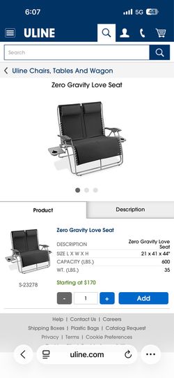 Zero Gravity “love seat”