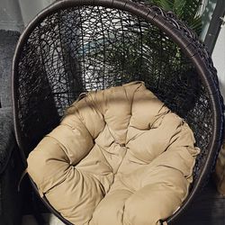 modway encased wicker rattan indoor  outdoor patio egg swing chair eggchair 