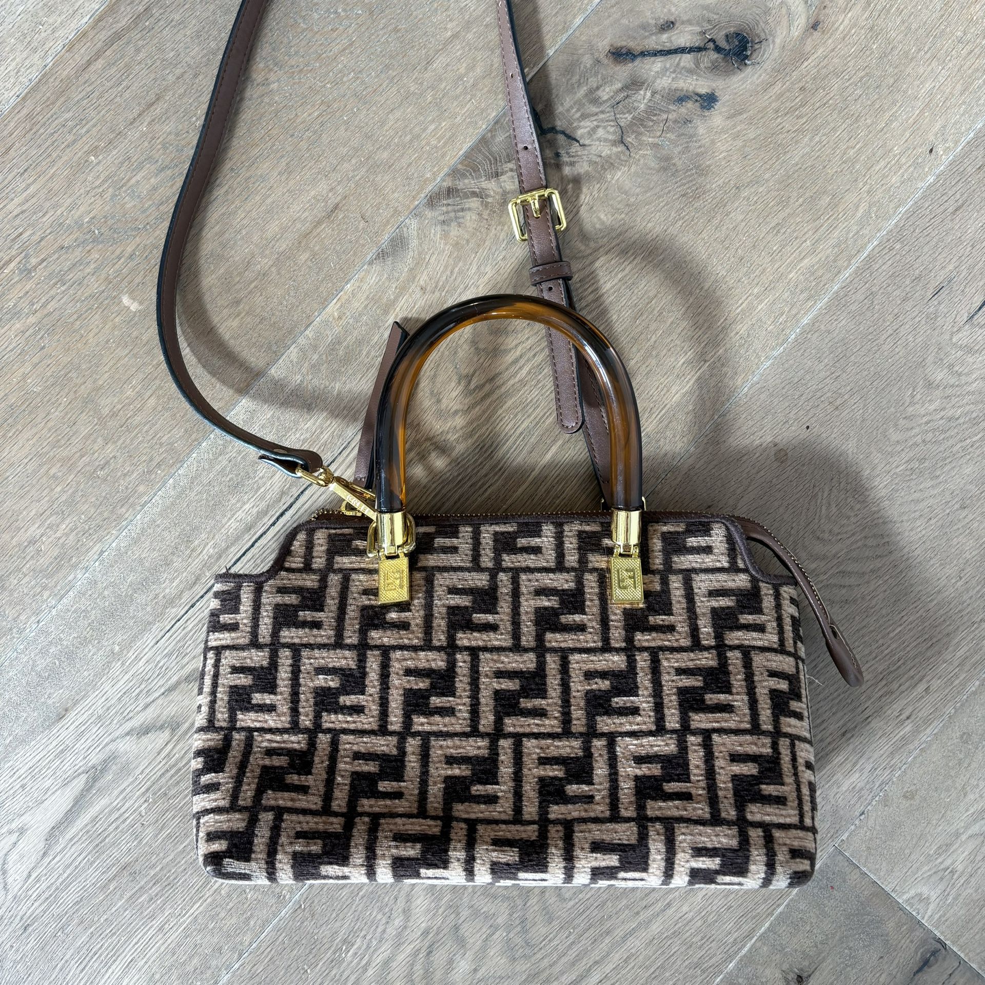 FENDI NEUTRAL BY THE WAY BOSTON FF LOGO MINI BAG