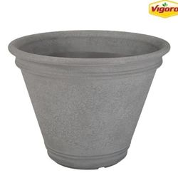 Vigoro 22 in. Alameda Extra Large Gray Plastic Planter (22 in. D x 17.5 in. H)