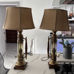 antique torch lamps set 2